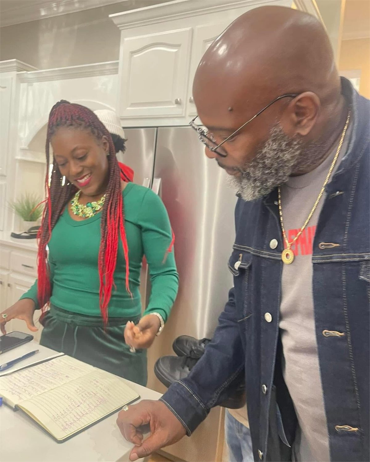 Demetris reviewing lines with a performer