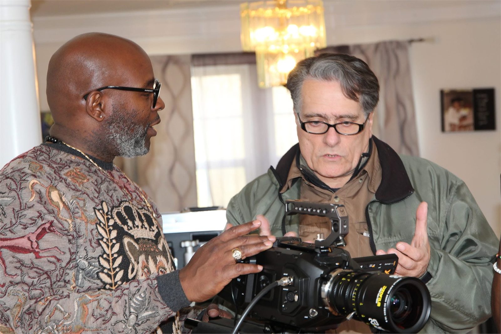 A filmmaker learning to operate a cinema camera on the set of Heel'd